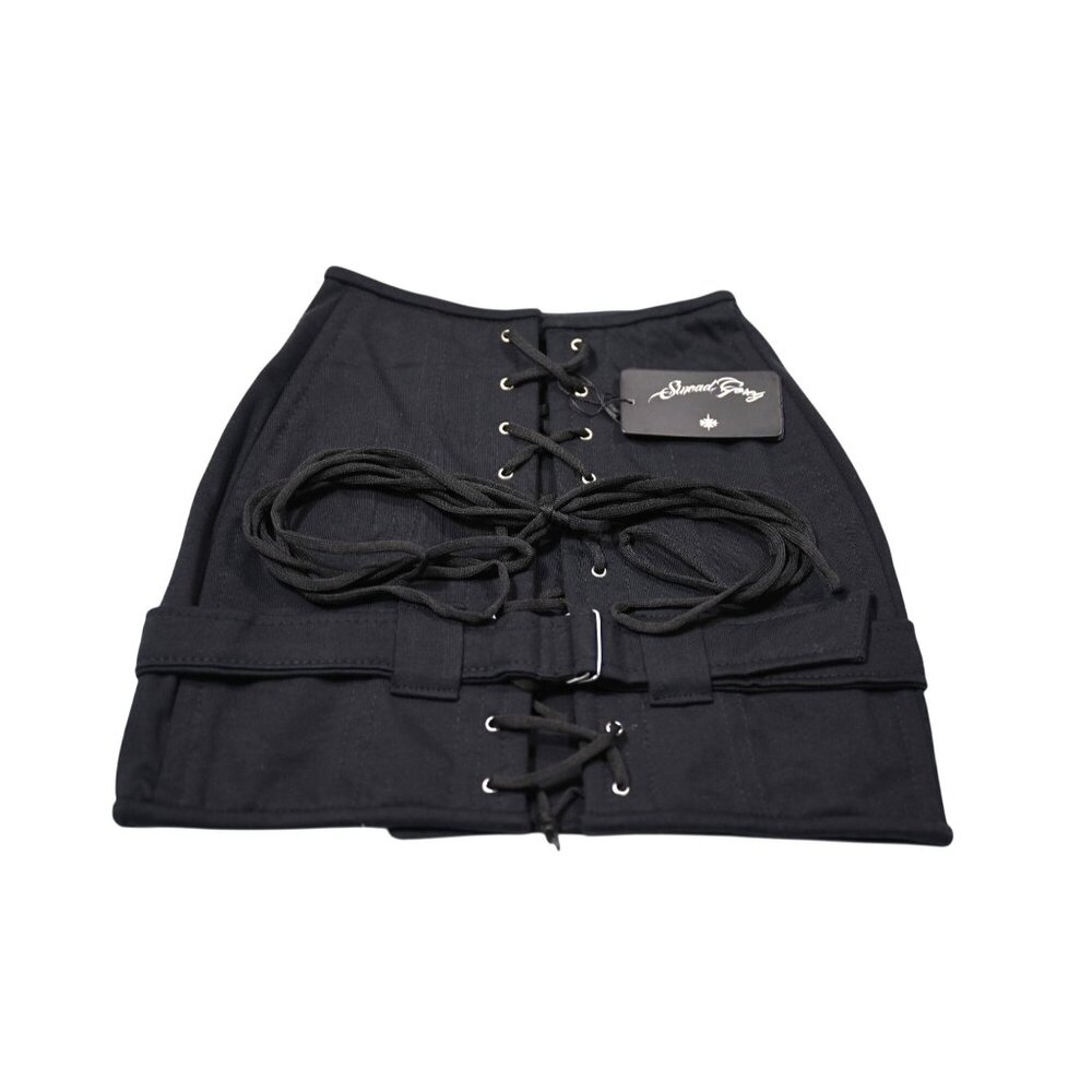 Sinead Gorey Corset Suspender Mini Skirt in Black